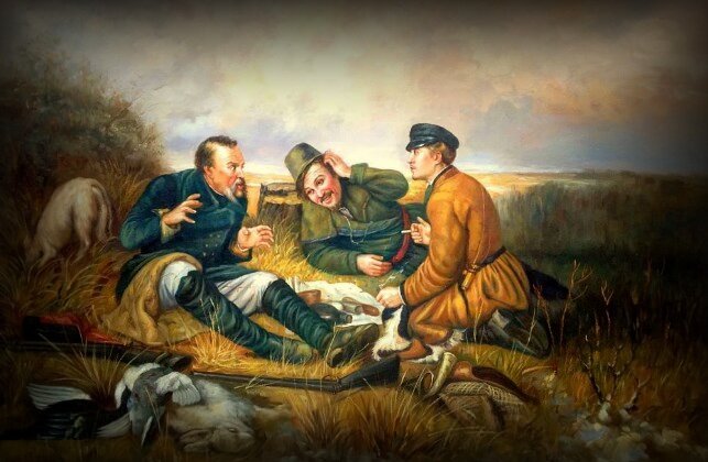 Картина В. Г. Перова "Охотники на привале"
