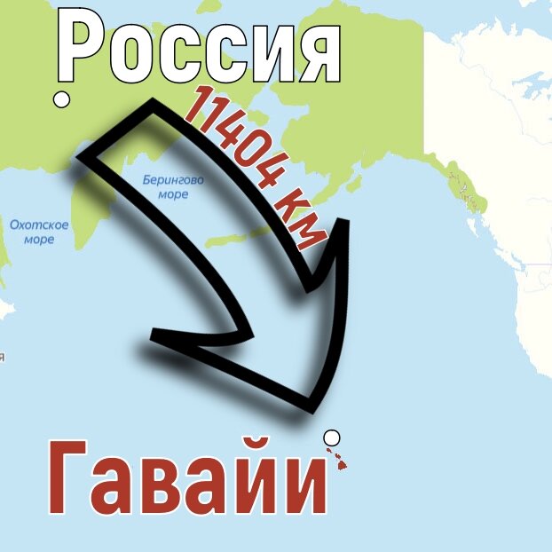 Расстояние от Российской Империи до Гавайских островов в 19 веке