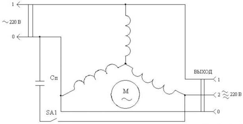 Асинхронный двигатель в качестве генератора схема подключения