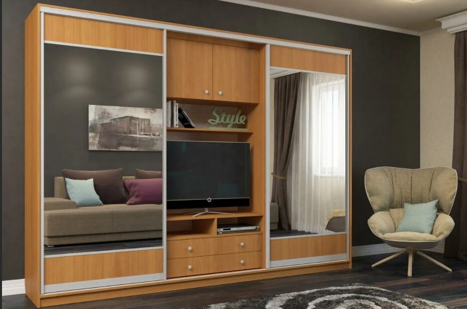 шкаф-купе с нишей под тв