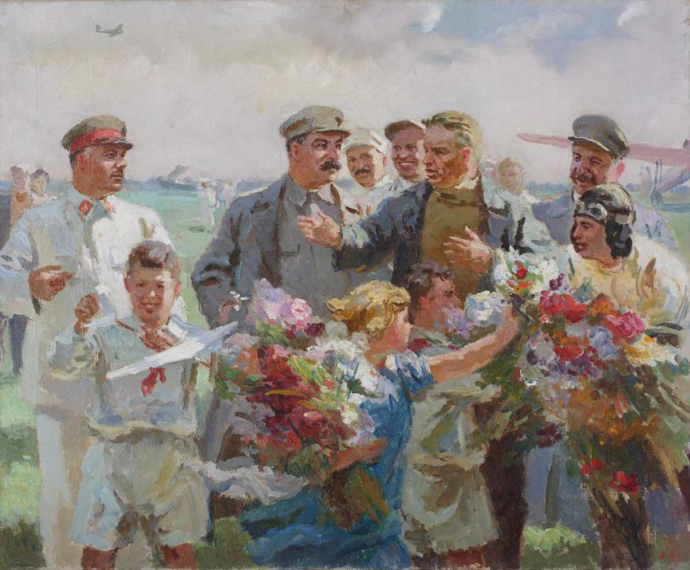 Бубнов А.П. Встреча героев. 1940. Холст; масло. г. Москва. Ж-518. ПГХГ КП-3054.