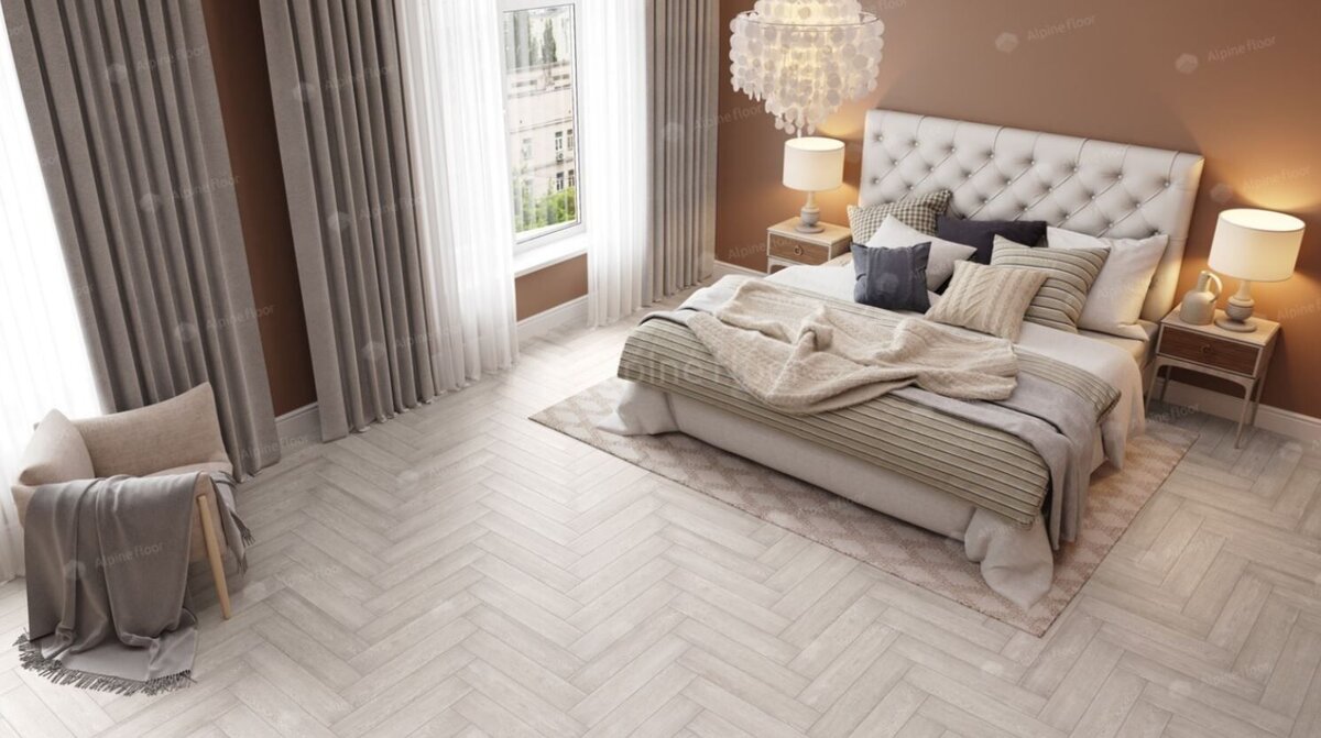 SPC ламинат Alpine Floor - коллекция Parquet Light. Износостойкие и водоотталкивающие свойства ламината, позволят произвести укладку в местах повышенной влажности
