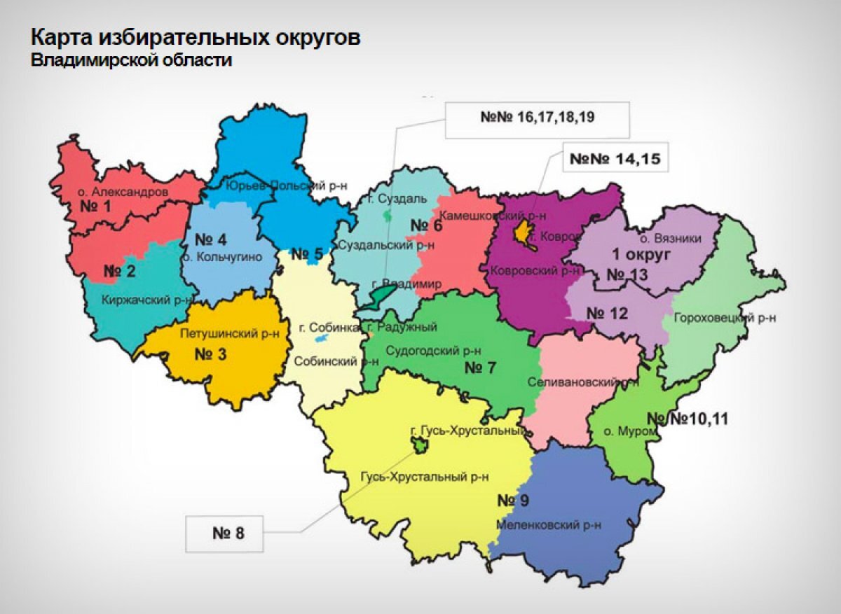    Для выборов в ЗС Владимирской области нарезали 25 одномандатных округов