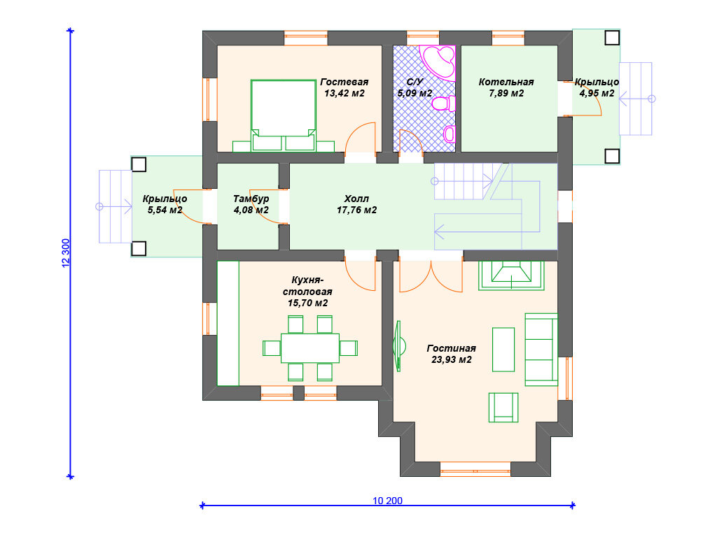 Красивый двухэтажный дом 10х12 м. | Arplans.ru - проекты домов | Дзен