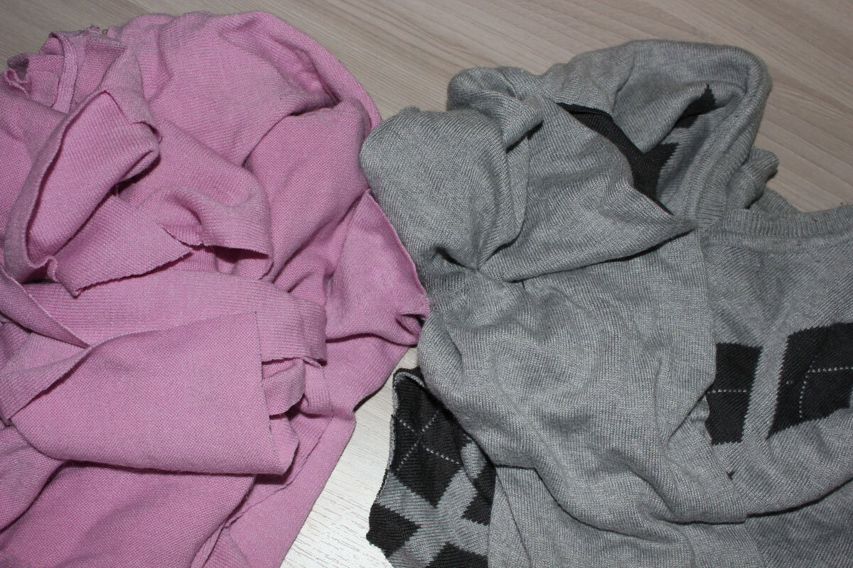 Остатки трикотажа и старый джемпер для переделки