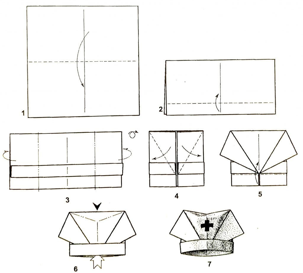 Поэтапное создание пилотки из бумаги