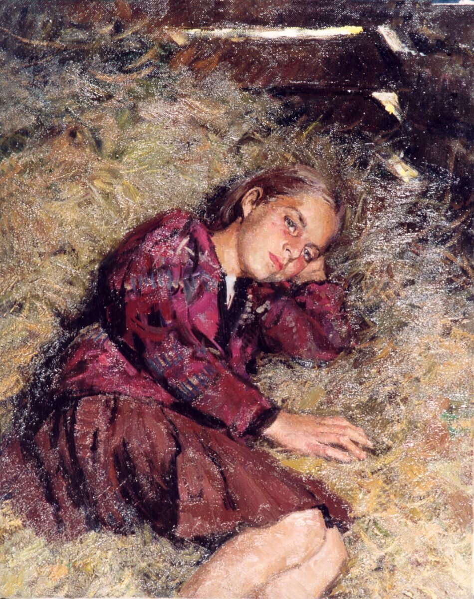 Держите для вдохновения работу Александра Косничева "Катя". Портрет девушки на сеновале. 