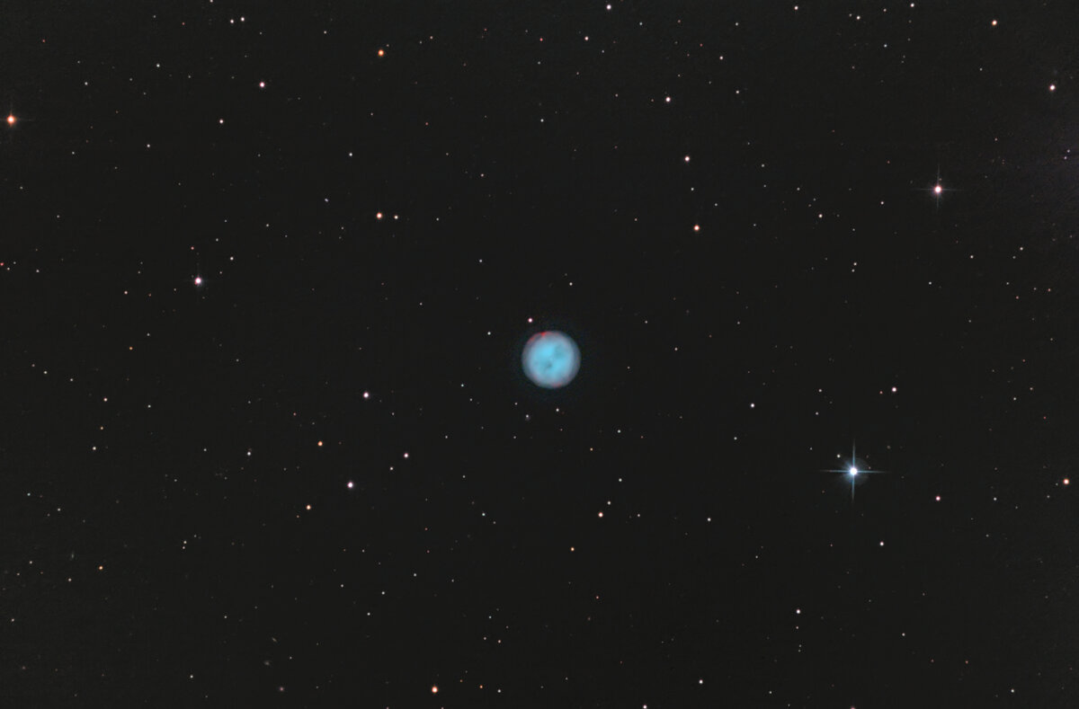 Планетарная туманность Сова (М97) 
Снято в г. Воскресенск 02.05.2023, через телескоп Sky-Watcher BK P2001 HEQ5 Pro на камеру ZWO ASI294MC Pro + фильтр Optolong L-Extreme
Сложено 30 кадров по 300 секунд. Gain 120
