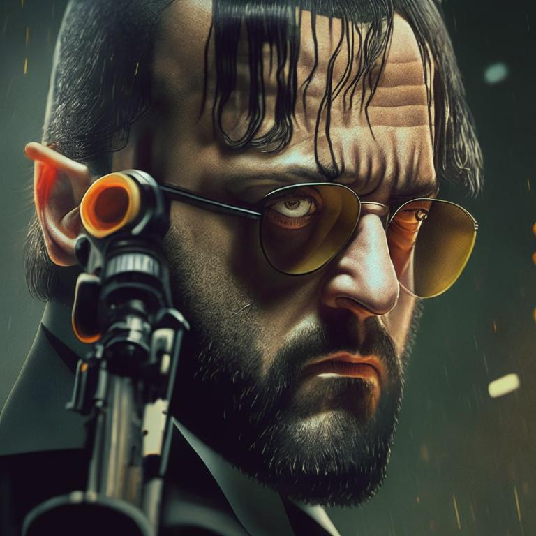 Результат генерации по запросу "Профессионал", стиль: 4k Вот такие они, профессионалы - гибрид Александра Пушного, Сильвестра Сталлоне и, неожиданно, немного Пал Саныча