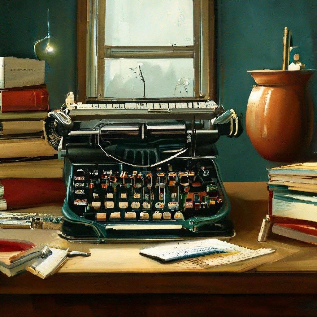 Печатная машинка, как её видит ИИ. Очень странная, но подключим воображение. 