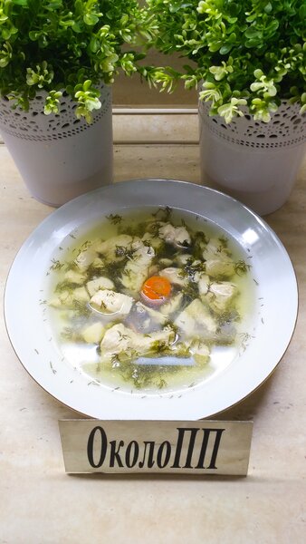 Фото ужина: куриный бульон и грудка