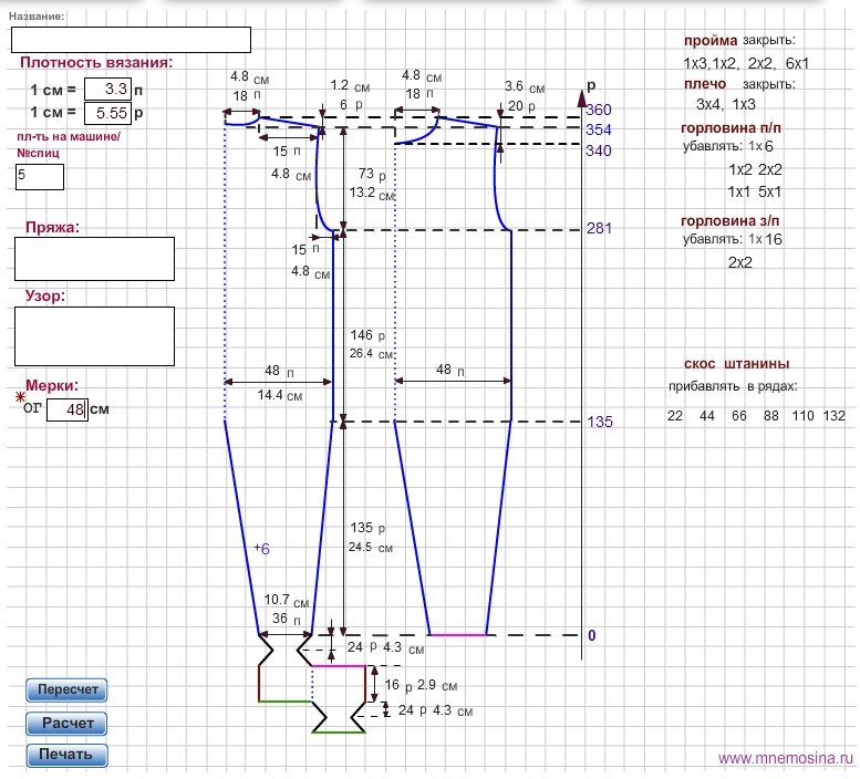 Построение выкройки трикотажного