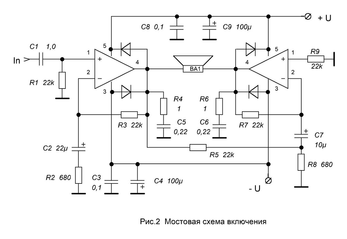 Схема подключения tda2030