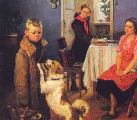 Решетников. Опять двойка.  https://ru.wikipedia.org/wiki/Опять_двойка_(картина)#/media/Файл:Opyat_dvoyka.jpg