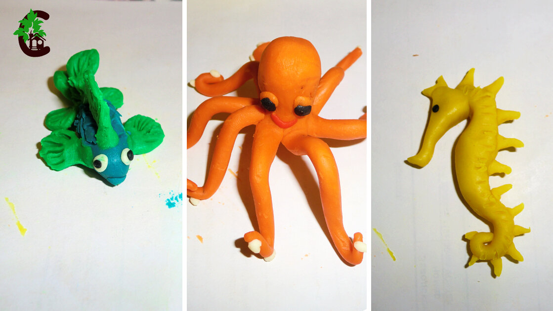 Морские обитатели из пластилина. Поделки с детьми