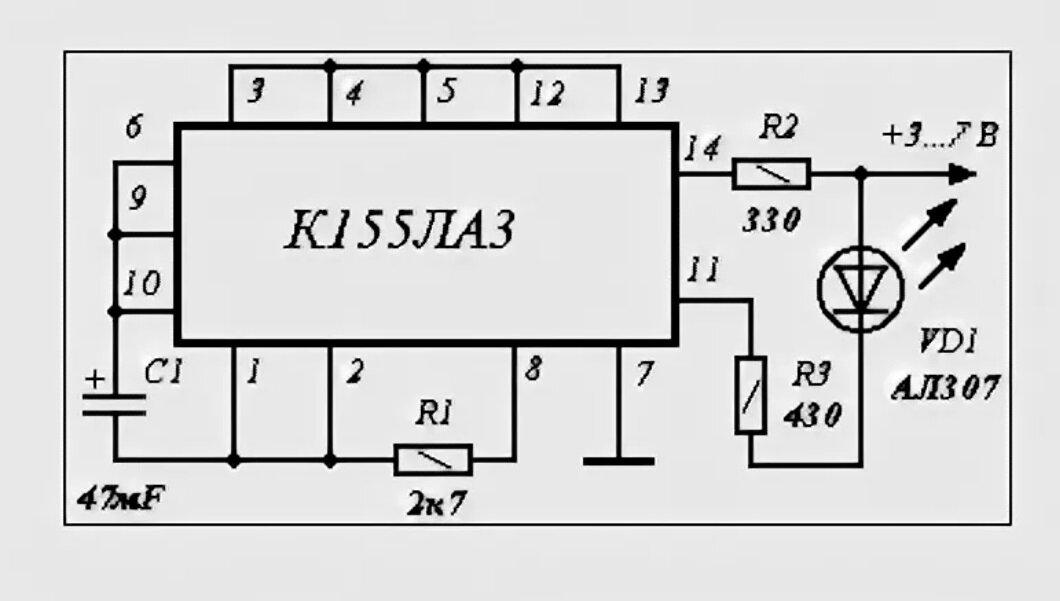 Простая мигалка на микросхеме NE555