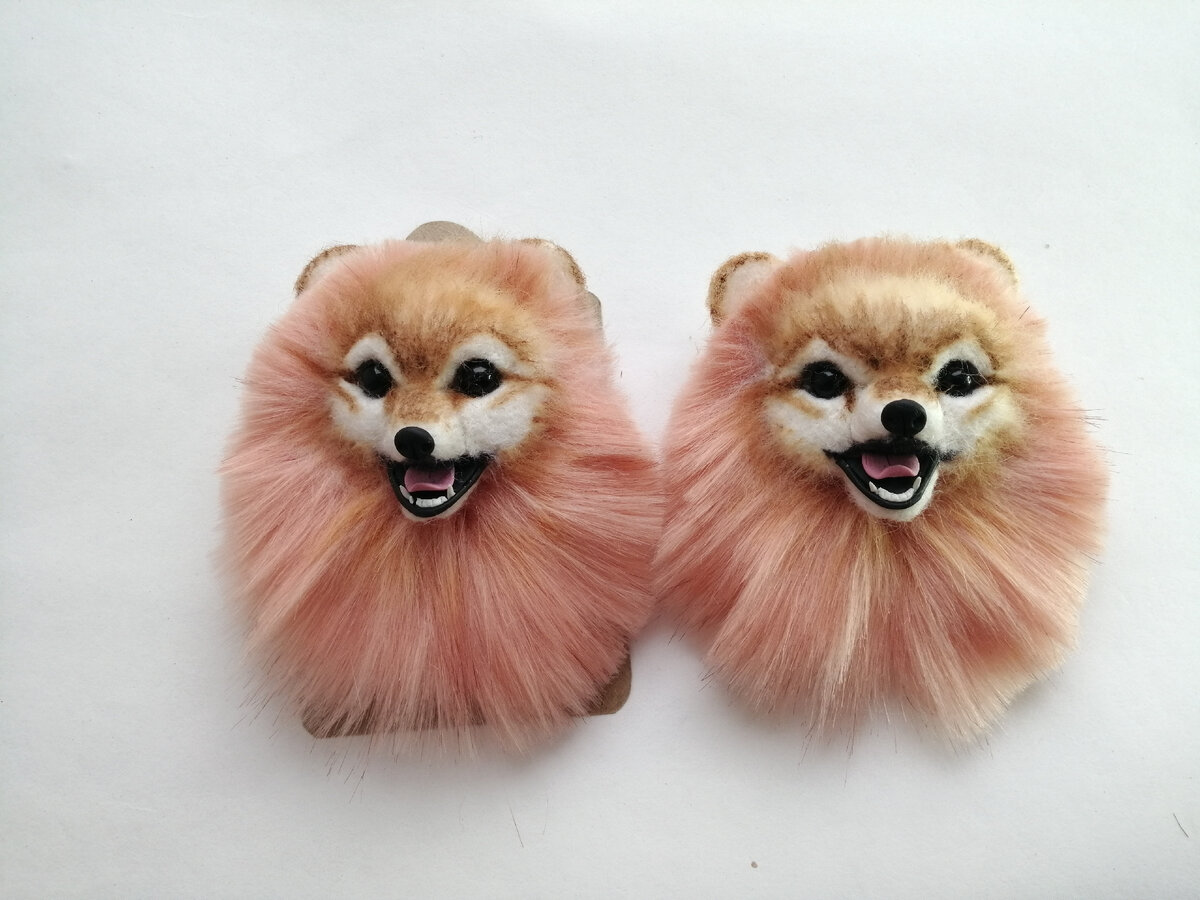 броши шпицы, размер 12см, шерсть овечья 1500р