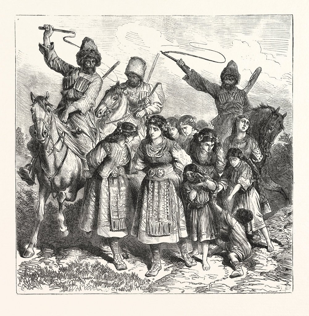 Пленницы зихов. Гравюра. 