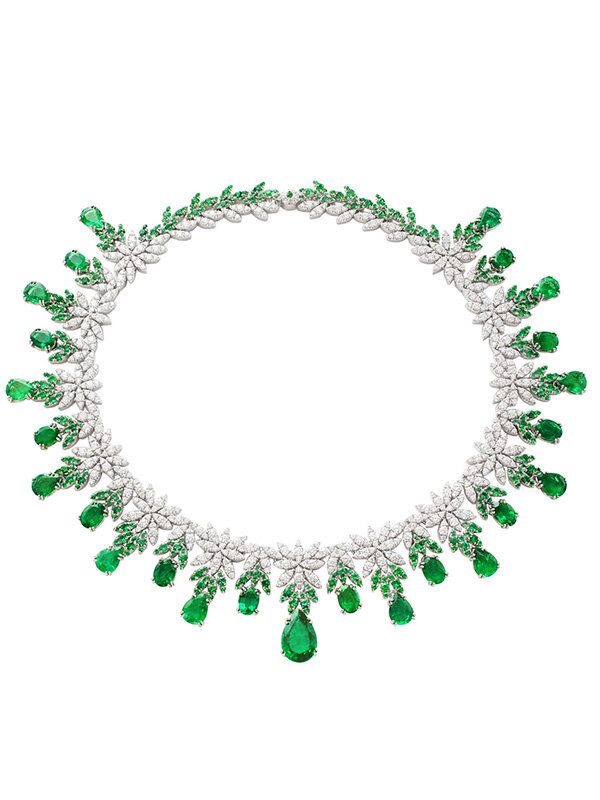 Колье Pasquale Bruni Ghirlanda Elizabeth из белого золота с изумрудами и бриллиантами 