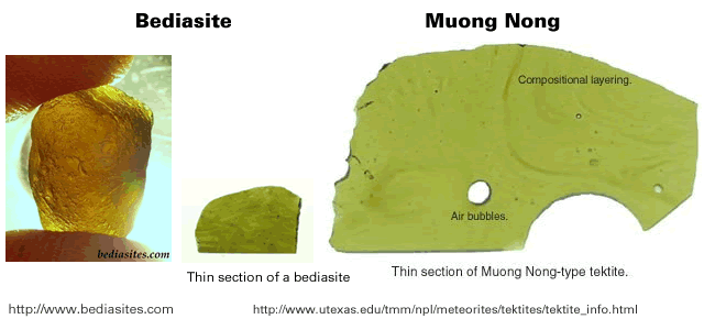 Тектиты зеленого стекла, связанные с полем Тектитского побережья Мексиканского залива.