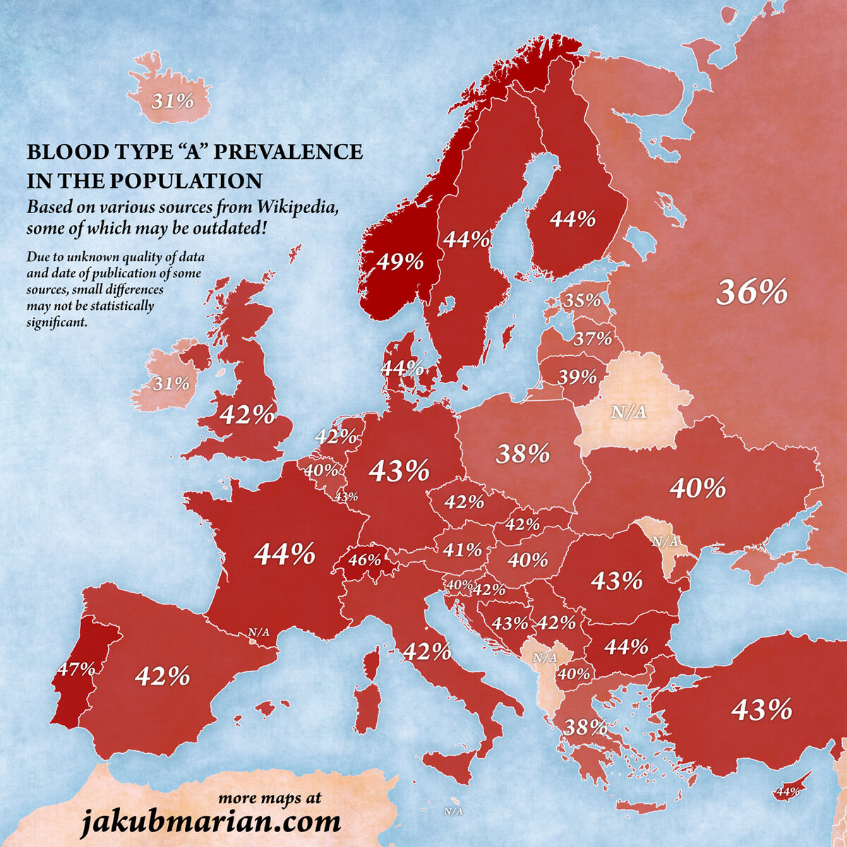 Распределение группы крови по странам Европы | Maps & Data | Дзен