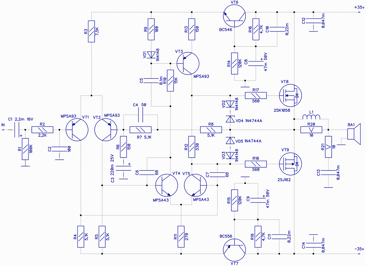 2sj162 2sk1058 схема усилителя