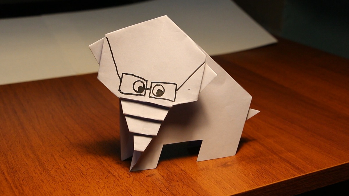 Как сделать слона из бумаги. Оригами слон. elephant origami.
