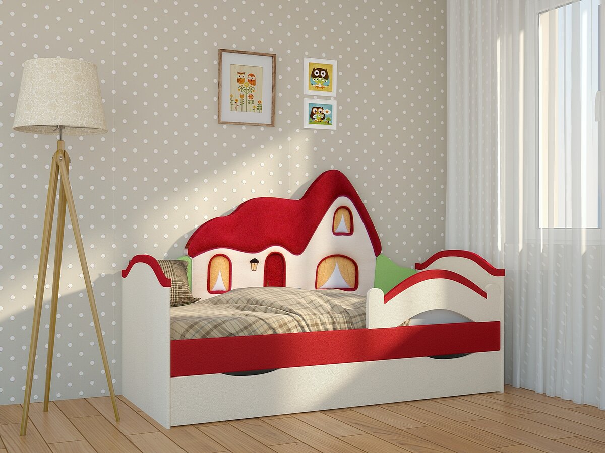 Детский диван домик. Кровать детская с Лилианами. Tetris Bed Bino Home.