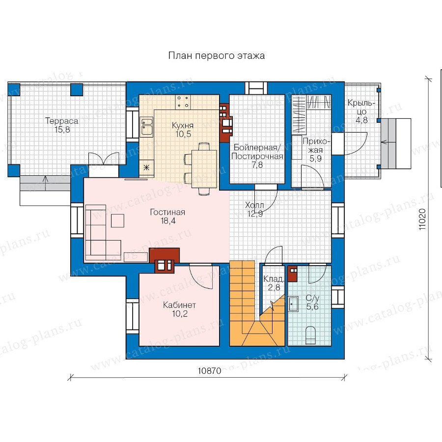 Проект двухэтажного кирпичного дома 144 м² с террасой в европейском стиле |  Проекты Коттеджей | Дзен