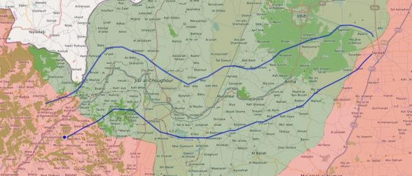 Новая карта Идлиба  с коридором безопасности.