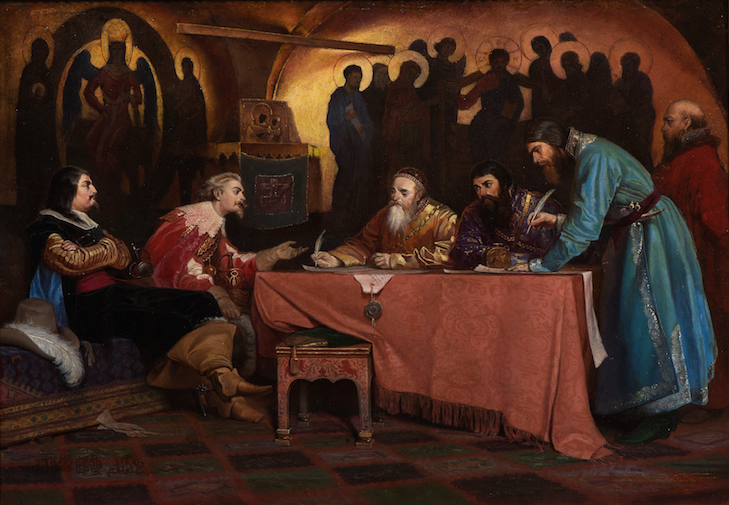 Иностранные посланники в Посольском приказе. Художник Вячеслав Шварц.1867г.
