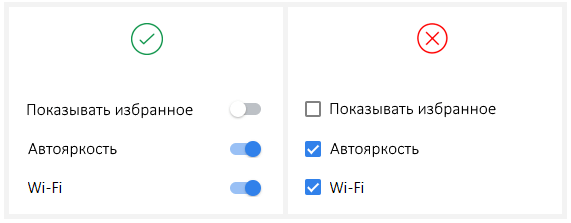  Для требующих мгновенного ответа параметров, лучше всего использовать переключатель