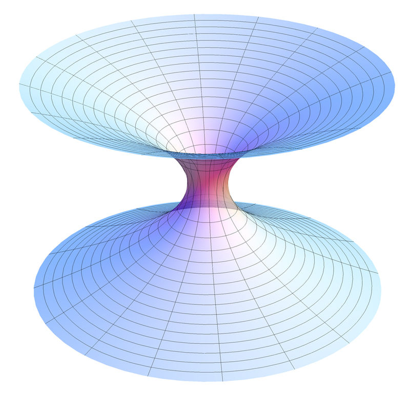 Математическое представление моста Эйнштейна-Розена в виде графика непроходимой кротовой норы Лоренца (Шварцшильда). Источник изображения: wikimedia.org