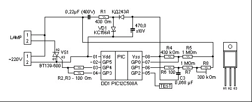 Схема защиты лампы накаливания
