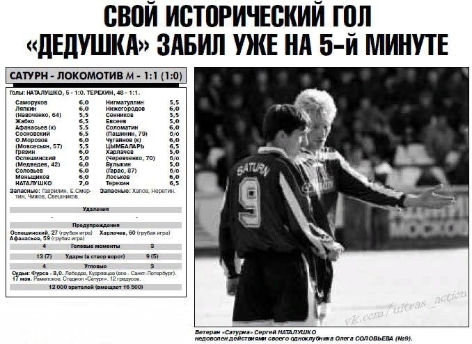 Историческая выедержка из газеты "Спорт-Экспресс". Фото из открытых источников.