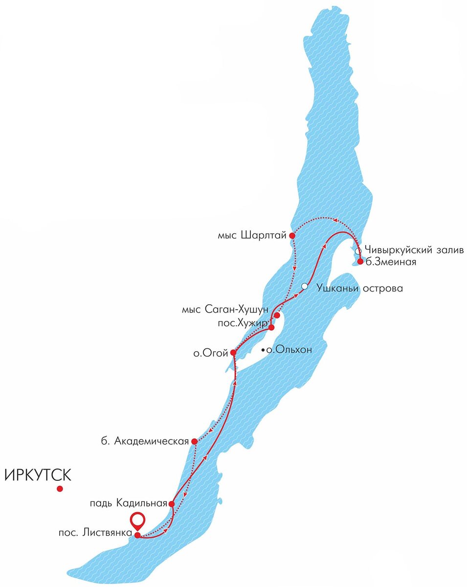 Ушканьи острова на Байкале на карте