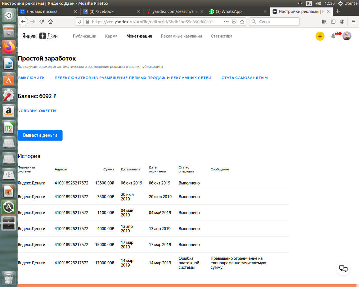 Отчёт о доходах за год