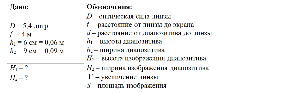 Рисунок на диапозитиве имеет высоту 2 см а на экране 80 см определите оптическую