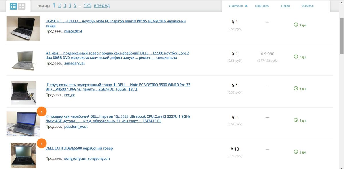 пример переведенной страницы с аукциона 