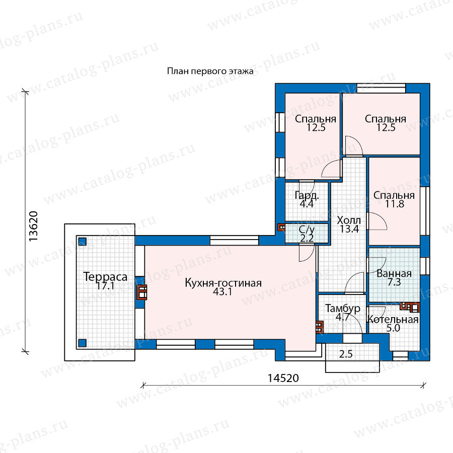 Проект одноэтажного дома в американском стиле 117м² | Проекты Коттеджей |  Дзен