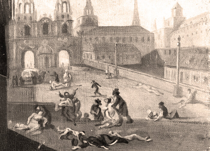 Т. Девильи. Чумной бунт. Фрагмент