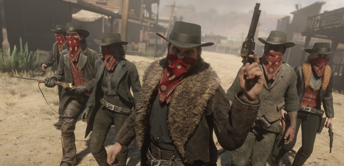 Новая банда "Черные шляпы", ну или острые котелки по техасски. Если говорить честно, то  на просторах онлайна мало бандитской романтики. Да, по фронтиру шастают сбивающиеся в маленькие группки клоуноподобные персонажи, но кроме тупой перестрелки аля "завали его в спину" ничего не происходит. Хотелось бы большего. Именно поэтому ваш покорный слуга избегает городов и шумных салунов, предпочитая разбираться с обидчиками  в чистом поле (благо карабин Эванса позволяет).