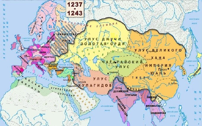 Карта монгольской империи в 13 веке