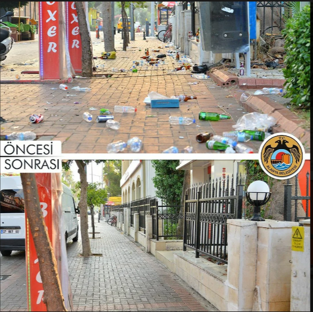 До и после уборки. Листайте. Здесь все фото с сайта Муниципалитета Аланьи: https://www.alanya.bel.tr/