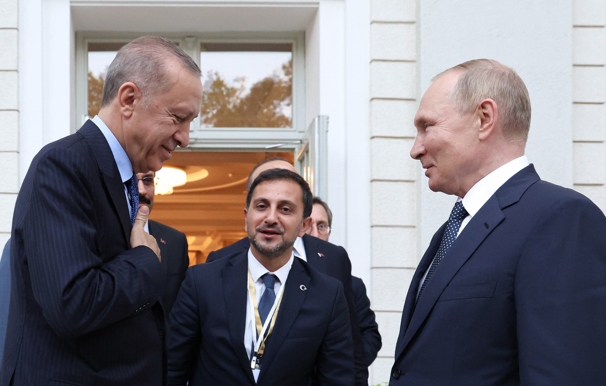    Президент Турции Реджеп Тайип Эрдоган и президент РФ Владимир Путин   Вячеслав Прокофьев/ТАСС