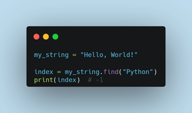 Поиск несуществующей подстроки в строке методом find() в Python