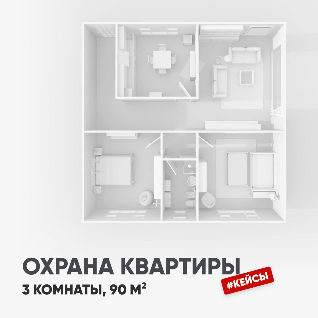 Охрана 3-комнатной квартиры, 90 кв.м | Цезарь Сателлит | Дзен