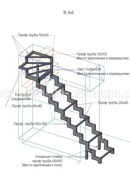 Прочная лестница из профильной трубы своими руками: чертежи и сборка