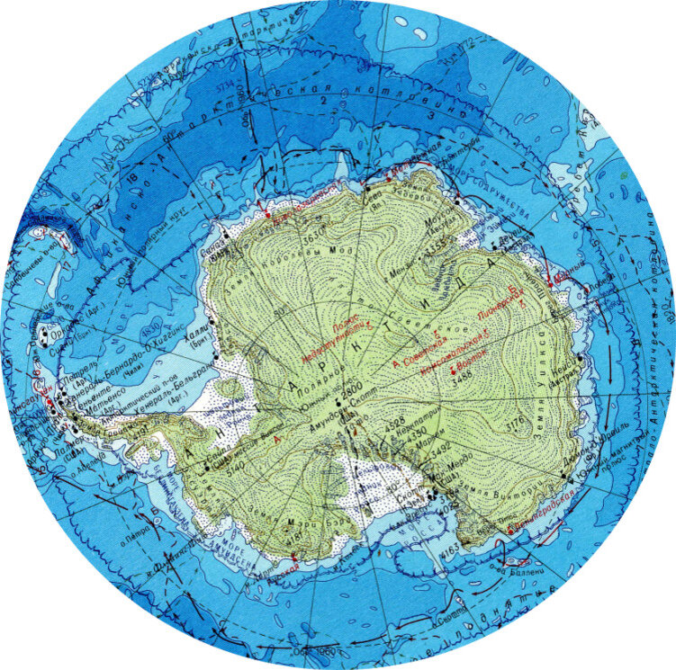 Южный океан пояса. Антарктида материк на карте. Антарктида материк без льда. Южный полюс на карте Антарктиды. Физическая карта Антарктиды без льда.