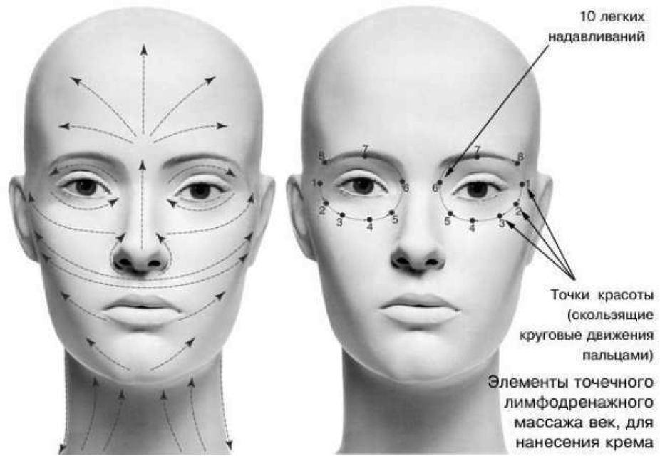 Точки около глаз. Массажные линии для лимфодренажного массажа лица. Массаж лица схема. Массажные линии лица схема. Массажные линии на лице для массажа.